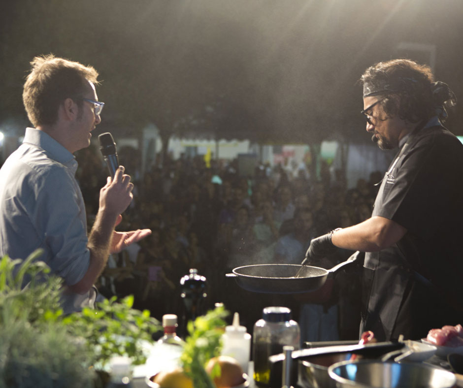 Un passaggio dello show cooking di Alessandro Borghese.